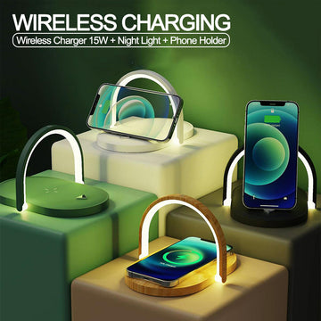 3-in-1 Foldable Wireless Charger with LED Night Light and Phone Stand