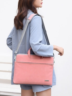 Durable Laptop Bag in Dark Grey with PU Leather Accents
