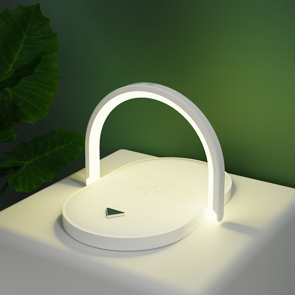 Adjustable Phone Stand with Integrated Wireless Charging and LED Light