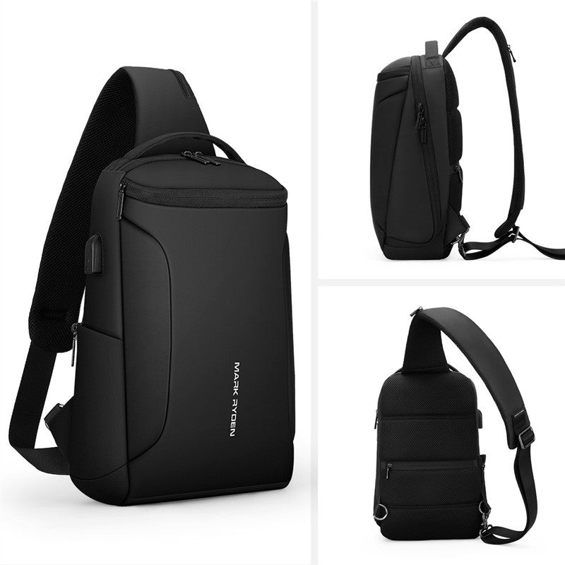Business Casual Oxford Messenger Bag in Black – Large Size
