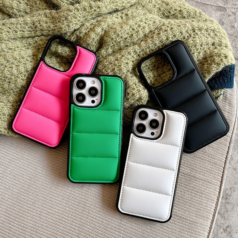 Premium Puffer Jacket iPhone Case – Fashionable Winter Coat Style Protective Cover