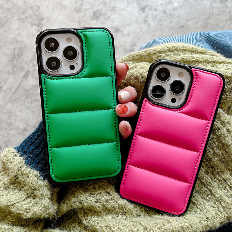 Premium Puffer Jacket iPhone Case – Fashionable Winter Coat Style Protective Cover