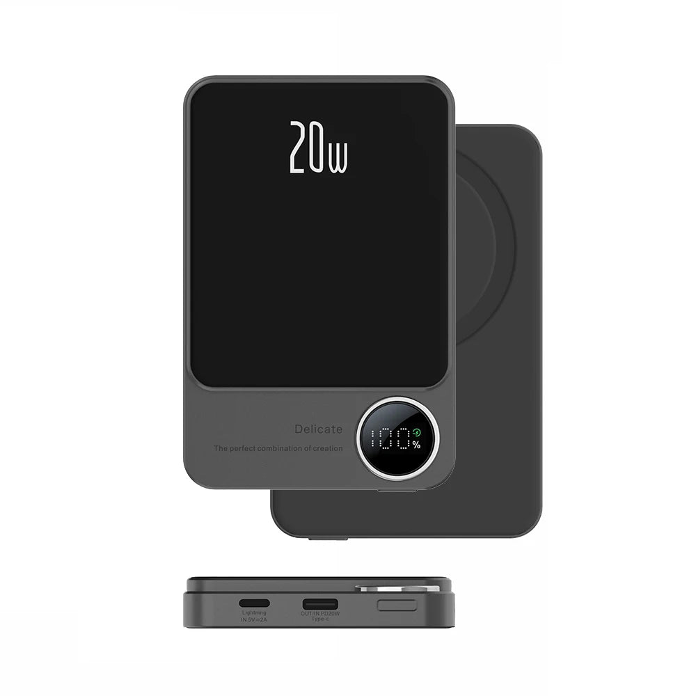 Q9 Mini Magnetic Wireless Power Bank 10000mAh Portable Charger with LED Display - HexiumTech