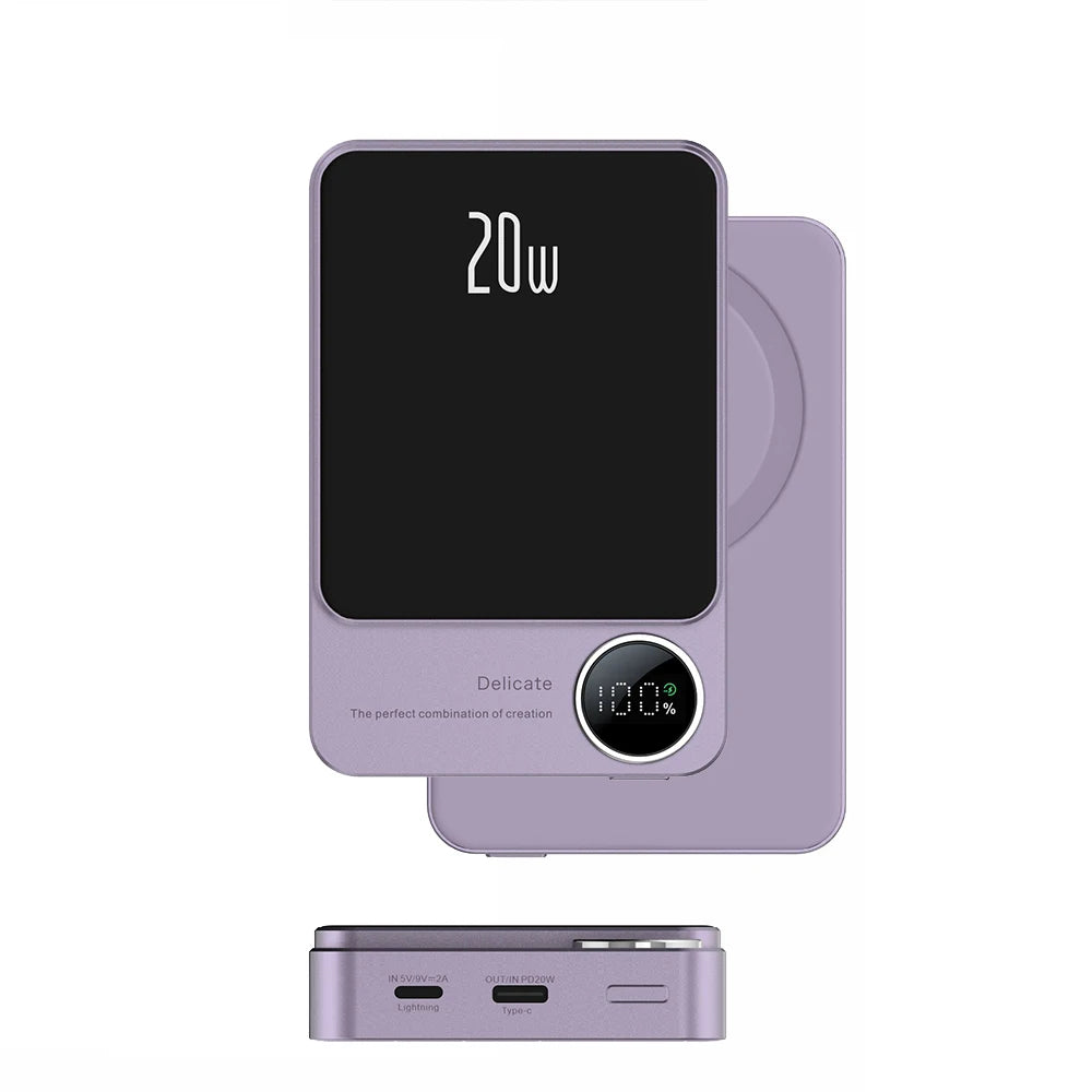 Q9 Mini Magnetic Wireless Power Bank 10000mAh Portable Charger with LED Display - HexiumTech