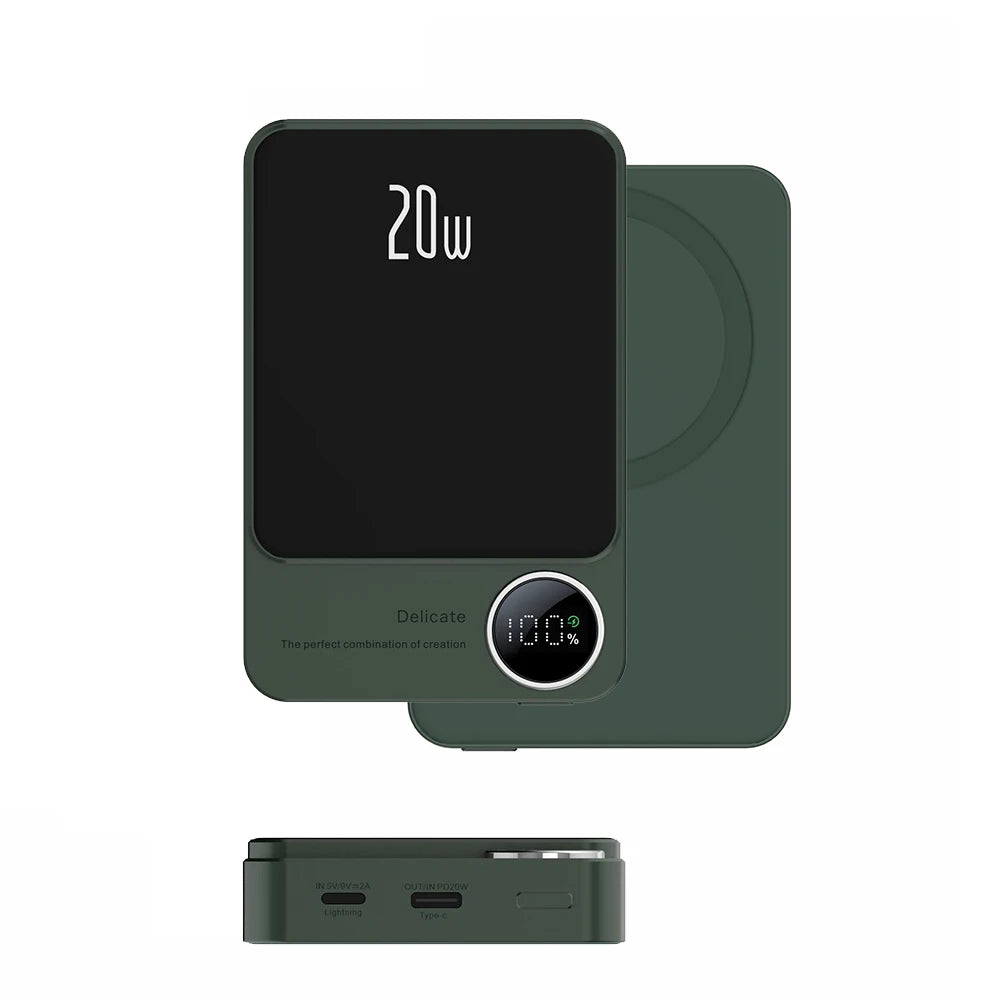 Q9 Mini Magnetic Wireless Power Bank 10000mAh Portable Charger with LED Display - HexiumTech