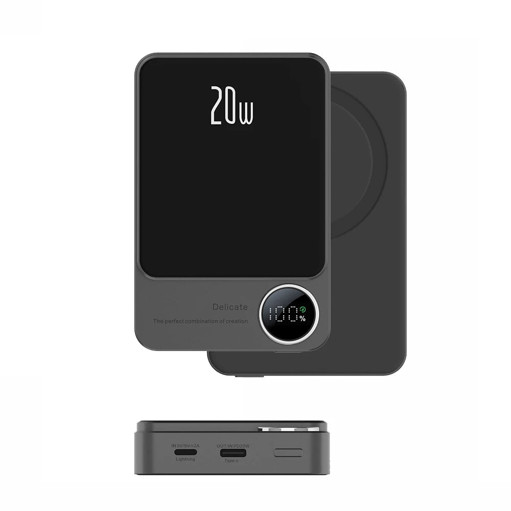 Q9 Mini Magnetic Wireless Power Bank 10000mAh Portable Charger with LED Display - HexiumTech