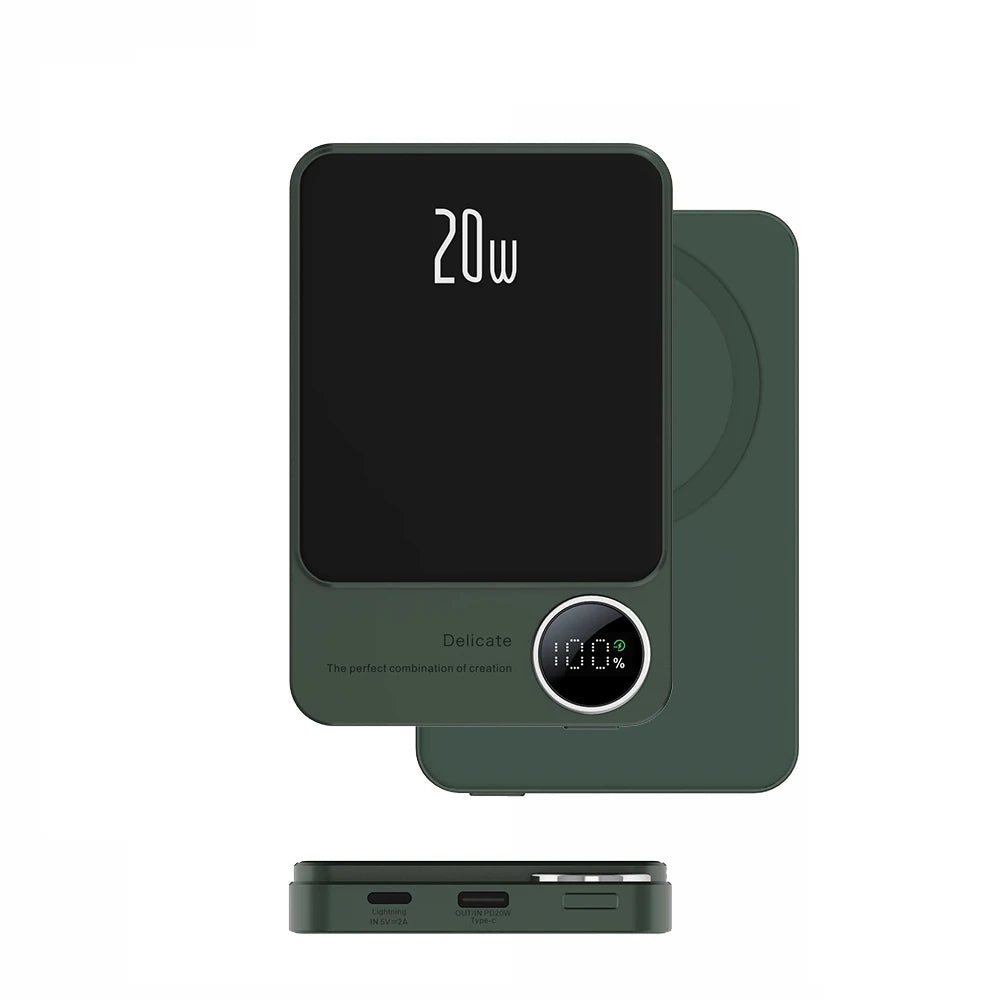 Q9 Mini Magnetic Wireless Power Bank 10000mAh Portable Charger with LED Display - HexiumTech