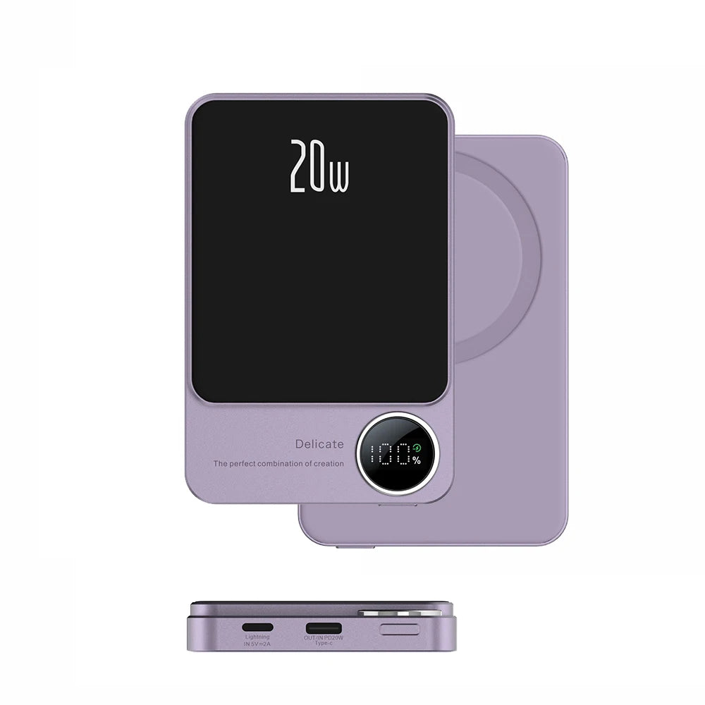 Q9 Mini Magnetic Wireless Power Bank 10000mAh Portable Charger with LED Display - HexiumTech
