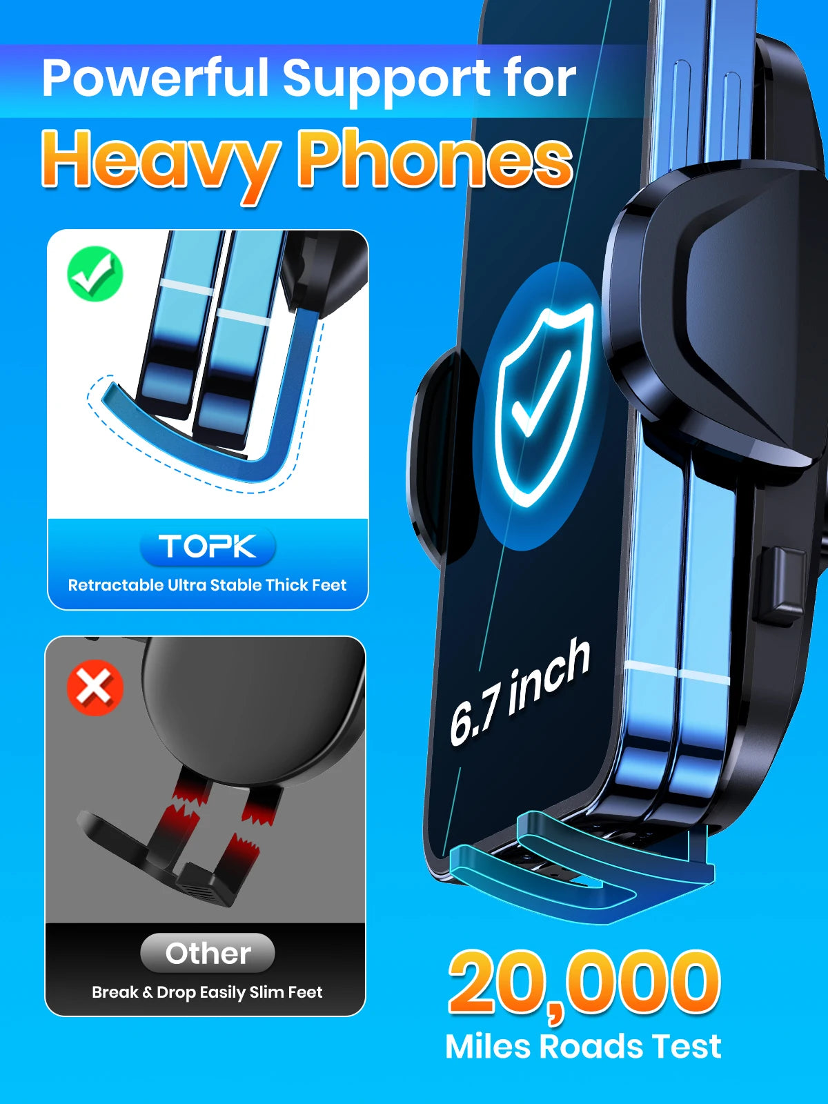 TOPK D36-G Universal 360° Car Phone Holder with Hook Clip Air Vent Mount