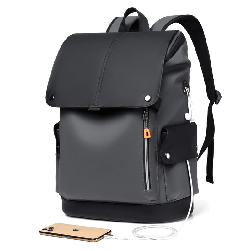 Executive Waterproof PU Leather Laptop Backpack – Premium Business & Travel Bag - HexiumTech