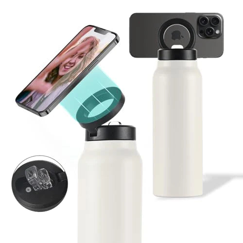 Insulated Stainless Steel Water Bottle with MagSafe-Compatible Phone Holder - HexiumTech