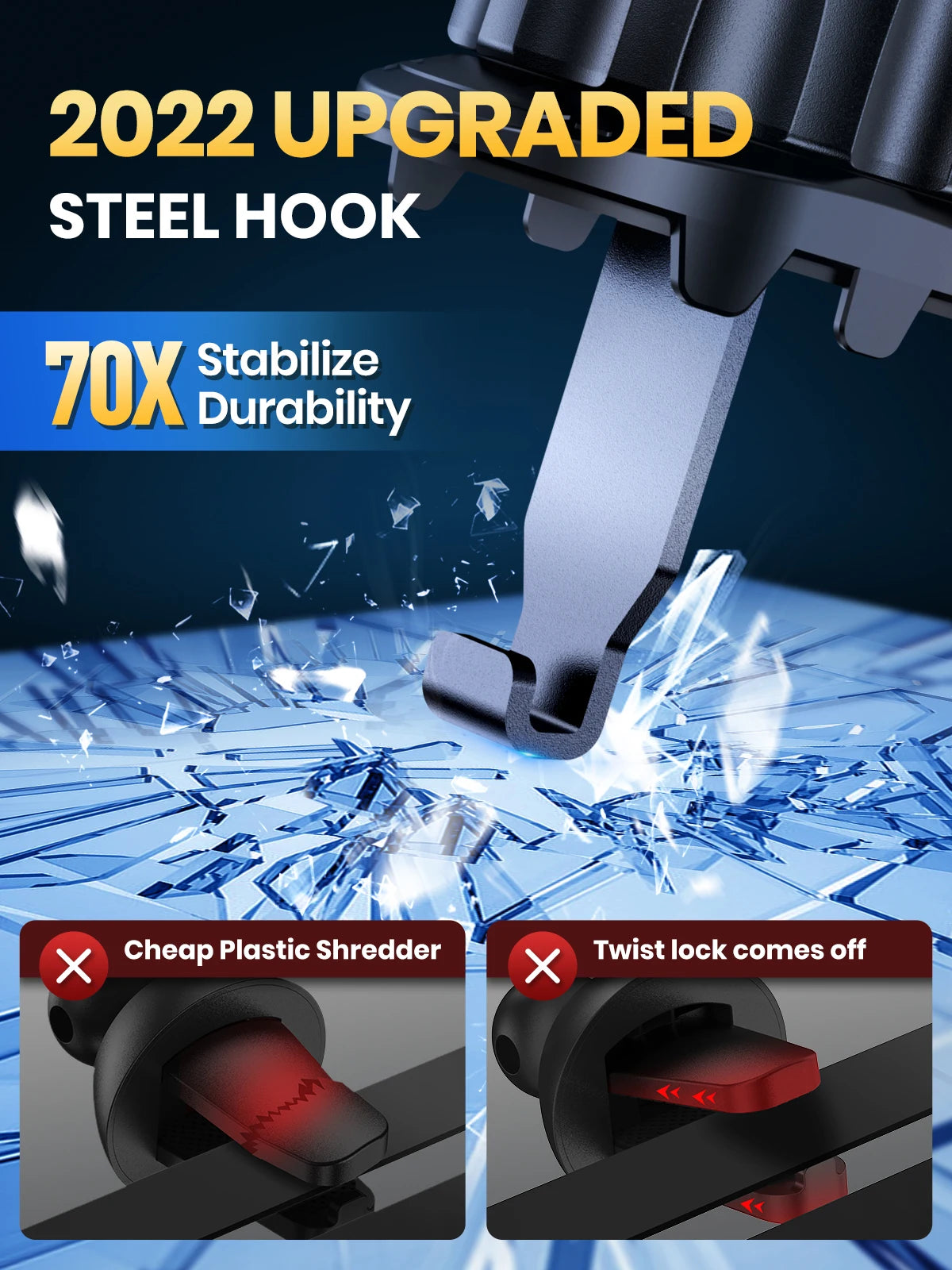TOPK D36-G Universal 360° Car Phone Holder with Hook Clip Air Vent Mount