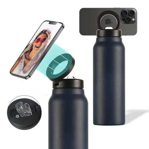 Insulated Stainless Steel Water Bottle with MagSafe-Compatible Phone Holder - HexiumTech