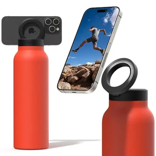 Insulated Stainless Steel Water Bottle with MagSafe-Compatible Phone Holder - HexiumTech