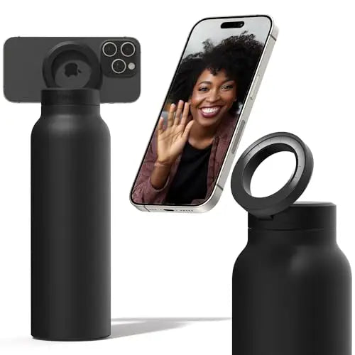 Insulated Stainless Steel Water Bottle with MagSafe-Compatible Phone Holder - HexiumTech