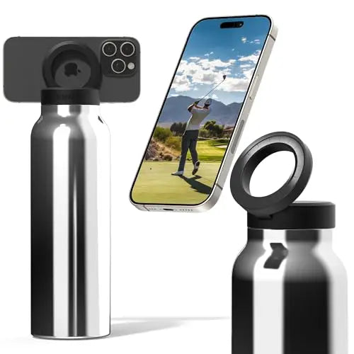 Insulated Stainless Steel Water Bottle with MagSafe-Compatible Phone Holder - HexiumTech