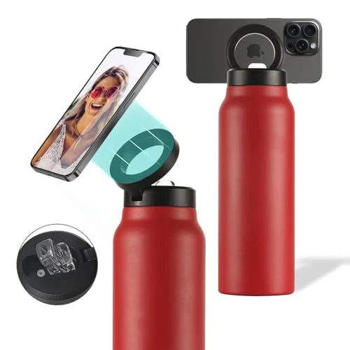 Insulated Stainless Steel Water Bottle with MagSafe-Compatible Phone Holder - HexiumTech