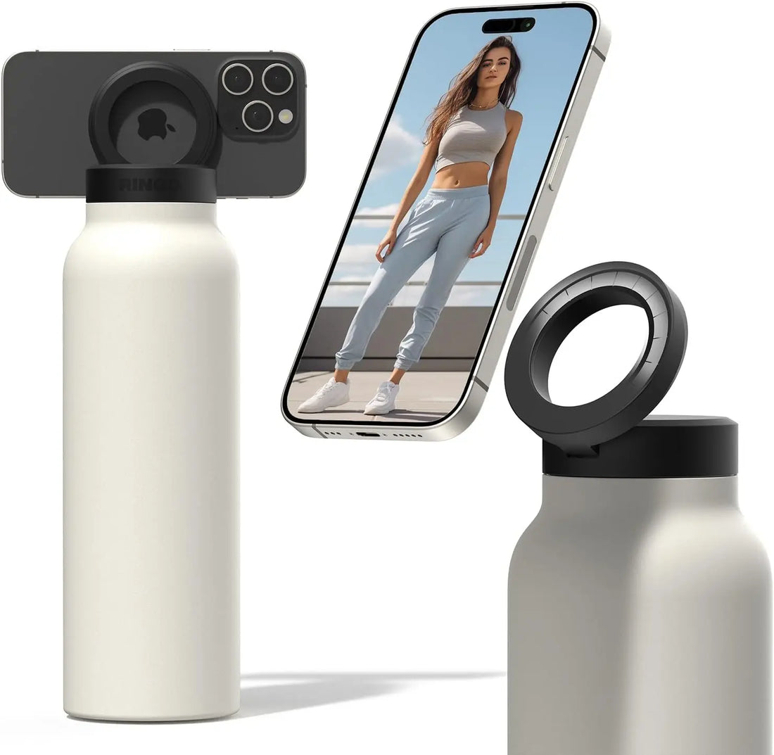 Insulated Stainless Steel Water Bottle with MagSafe-Compatible Phone Holder - HexiumTech