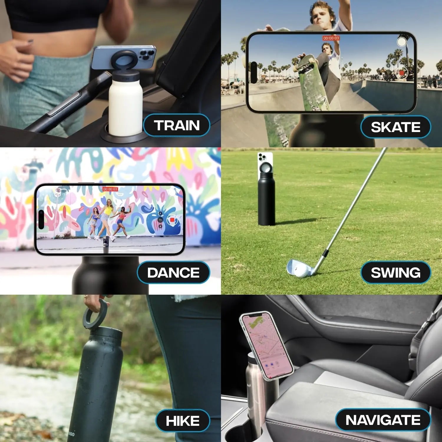 Insulated Stainless Steel Water Bottle with MagSafe-Compatible Phone Holder - HexiumTech