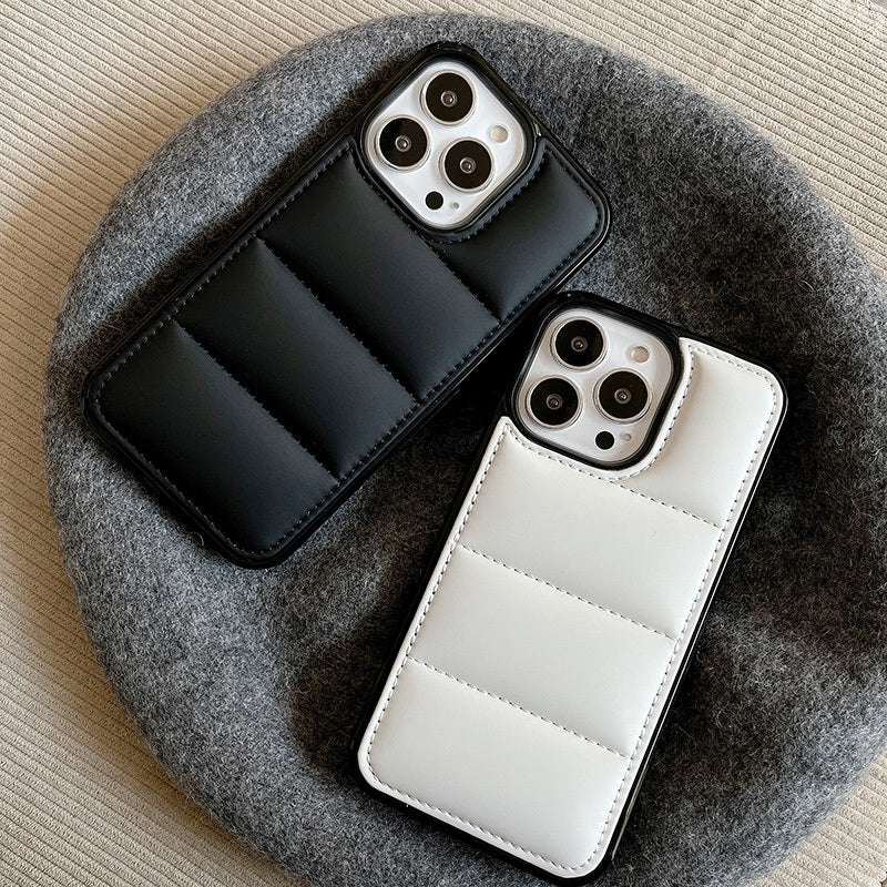 Premium Puffer Jacket iPhone Case – Fashionable Winter Coat Style Protective Cover