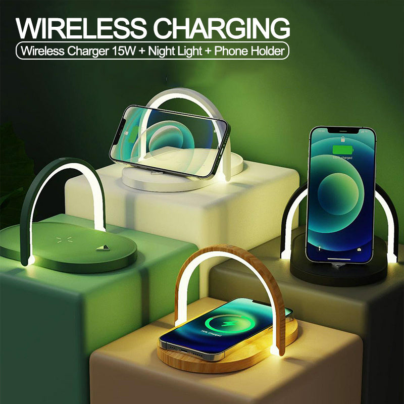 3-in-1 Foldable Wireless Charger with LED Night Light and Phone Stand