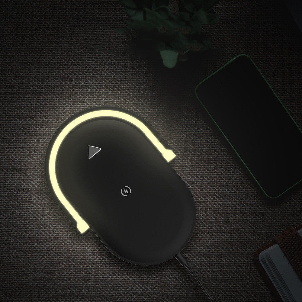 Wood Grain Wireless Charging Station with Soft LED Light