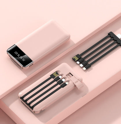 Mini Power Bank with Built-in Cables – Portable Fast Charging Battery Pack - HexiumTech